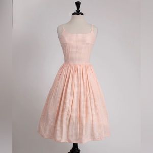 Tatyana Clothing Pinup Peach Gingham Fit and Flare Sandra Dress